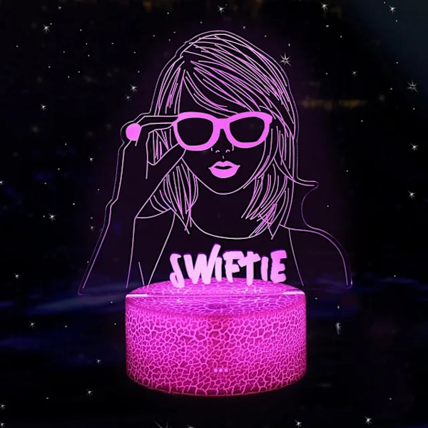 Taylor Swift 3D Nattlamper Musikk Partyutstyr Fan Favoritt Dekorasjon 16 fargeskiftende Touch 3D Illusjon Swifties Bordlamper A