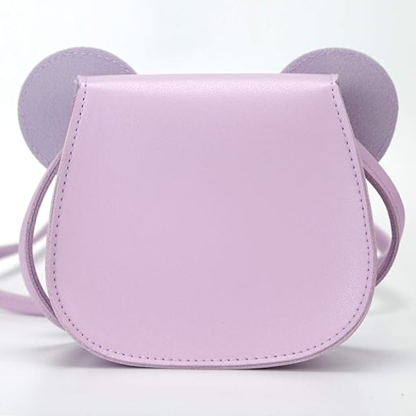 Lille Museøre Sløjfe Crossbody Taske, PU Skuldertaske til Børn Piger Småbørn (Sløjfe og Lilla)