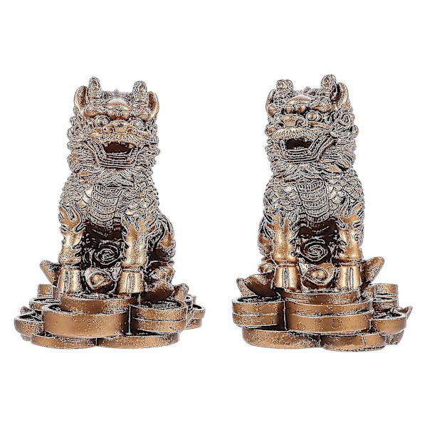 1 par Resin Kylin Husholdningsdekorationer Hjem Skrivebord Dyrepynt Resin Håndværk (Bronze)