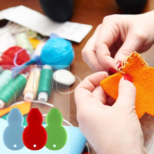 Nålträdare, 30-pack Plast Nålträdare Mässingsträdare Gourdformade Nålträdare för Handsömnad Broderi och Korsstygn Blandade Färger