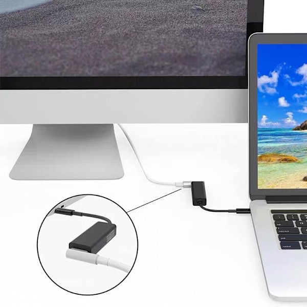 USB-C Magsafe Adapter 3-i-1 Type-C til Magsafe 1/2 Konverter Adapter til bærbare computere, smartphones