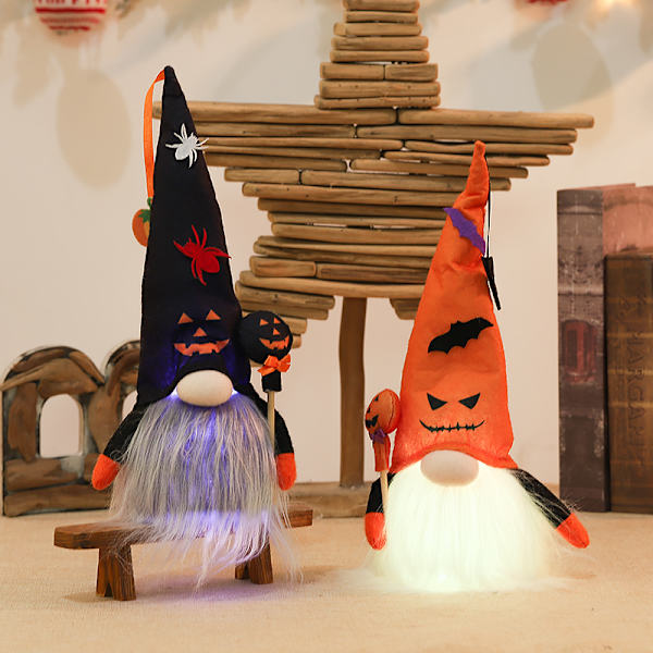 2 KPL Halloween Tontut Pehmo Sisustus Käsintehdyt Ruotsalaiset Tontut Pehmo Valolla