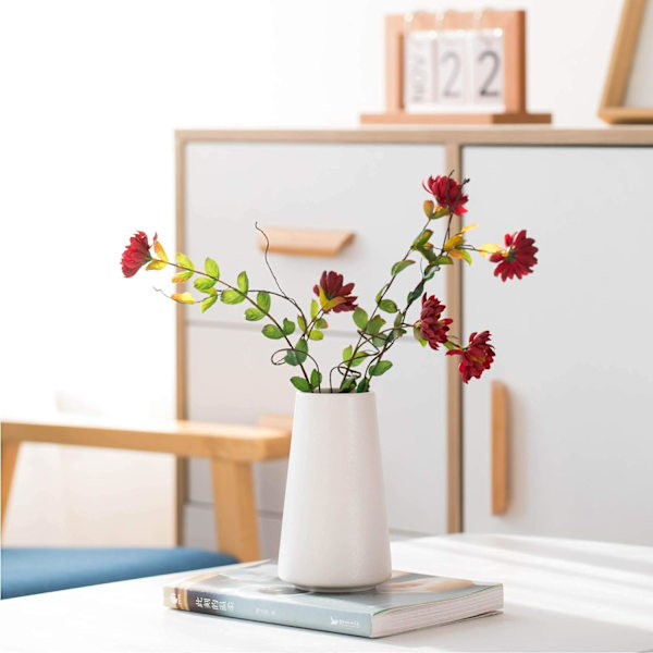 Keramikvas - Blomvas i minimalistisk stil för bordshylla Modern heminredning, lämplig för öppen spis Sovrum Kök Vardagsrum Mittpunkter Kontor