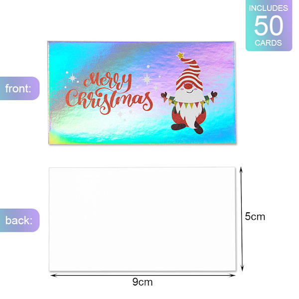 2 stk God Jul gratulasjonskort DIY festinvitasjonskort regnbue radium Julenissen snømann meldingskort 50 stk