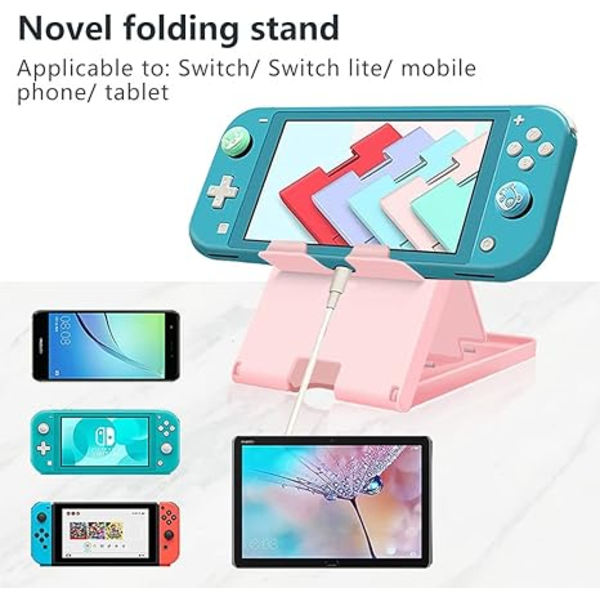 Switch-stativ Kompatibelt med Nintendo, Justerbar Switch-konsollholder, Sammenleggbar Bærbar Switch-tilbehørsholder (Rosa)