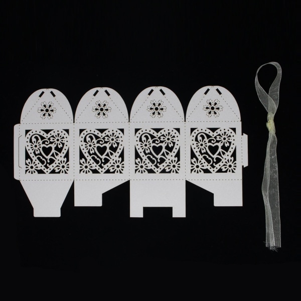 100 Pack Love Heart Laser Cut Bröllopsfest Favor Box Godispåse