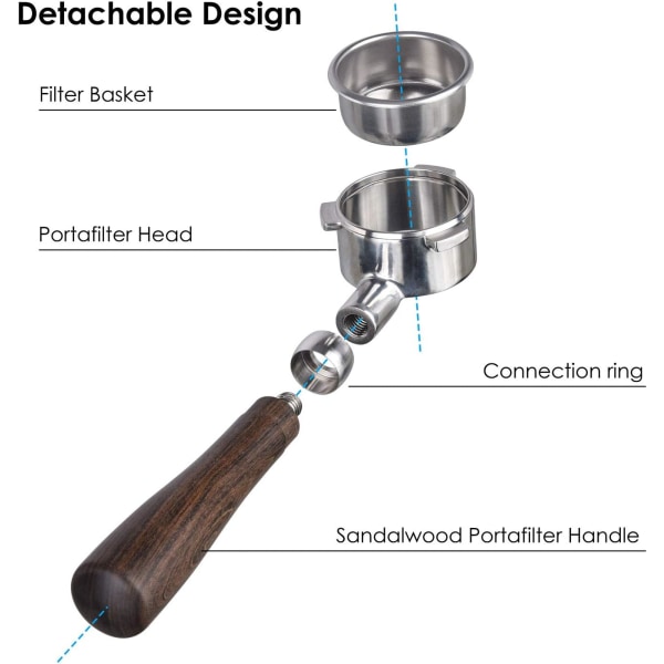 54 mm bottenlöst portafilter, 54 mm bottenlöst naket portafilter kompatibelt med 54 mm Breville Barista-serien och 54 mm Breville-maskiner (filterkorg