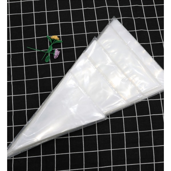150 tyllerposer fortykkede transparente PE trekantposer engangs