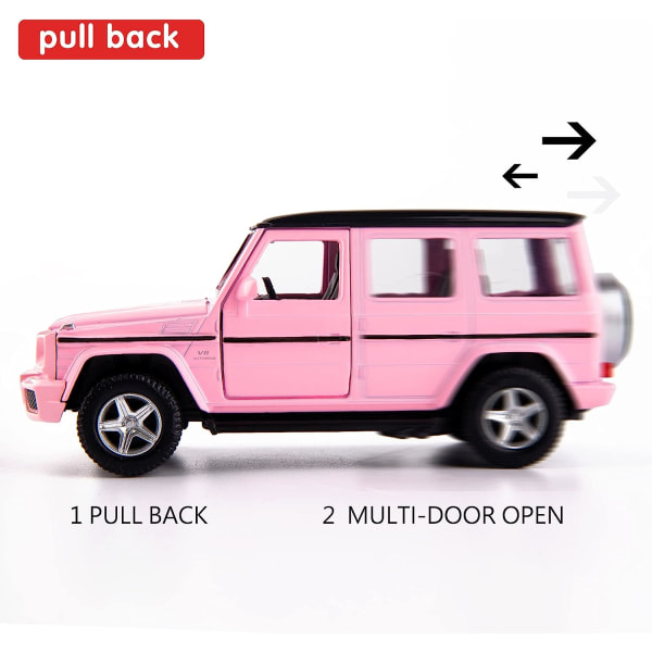 1/36 Skala G63 Støbt Bilmodel, Zinklegering Legetøjsbil til Børn, Træk Tilbage Køretøjer Legetøjsbil til Småbørn Drenge Piger Gave (Pink)