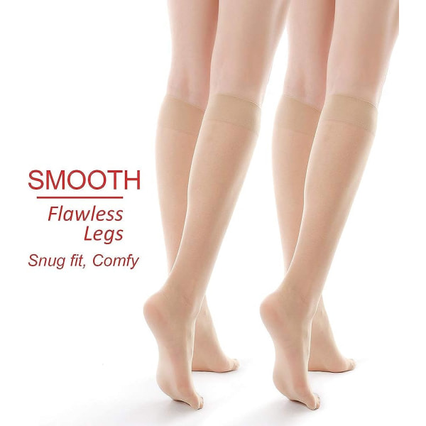 10 par knähöga strumpbyxor med förstärkt tå - 20D nylon för kvinnor (naken)