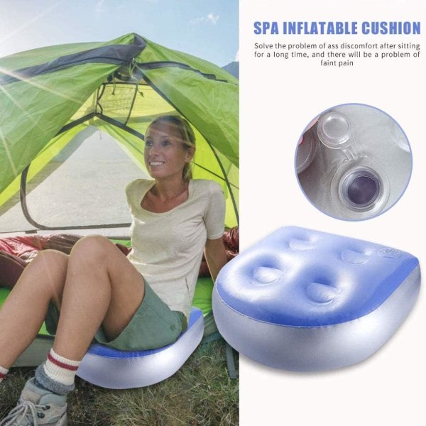 1 oppustelig spa booster pude med sugekopper til badeværelse, spa og jacuzzi