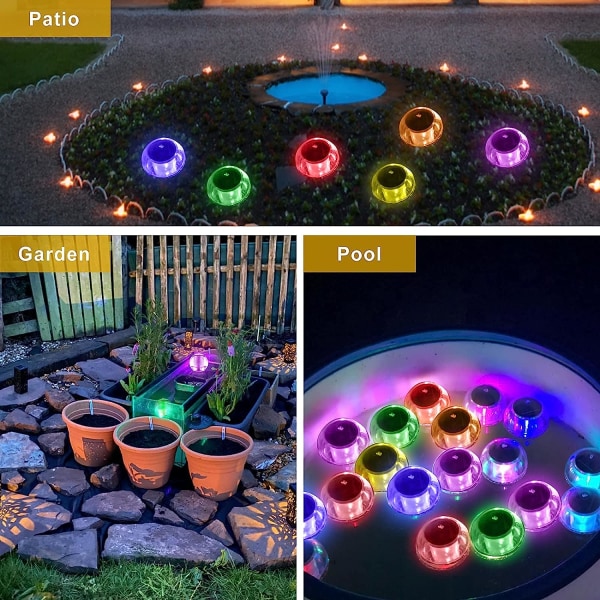 Solar simbassänglampor, flytande solcellslampor med variabel färg för pooler, självlysande bollar för simbassänger, badtunnor, fontäner och mark