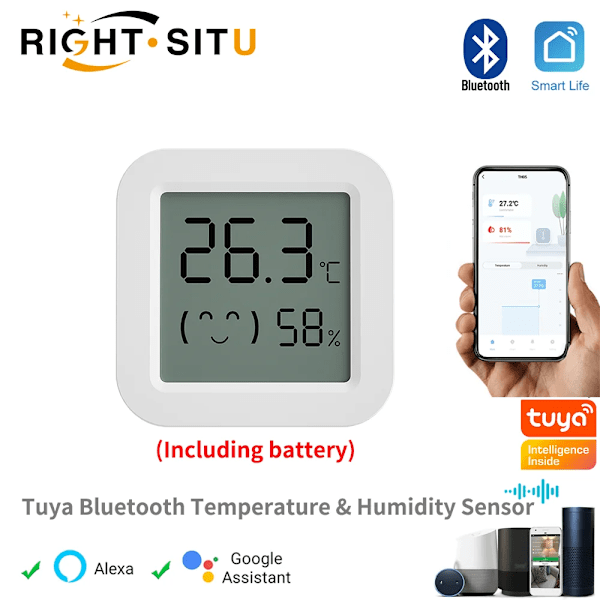 Tuya temperatur- og luftfugtighedssensor, minitermometer med LCD-skærm og hygrometer, kompatibel med Bluetooth APP