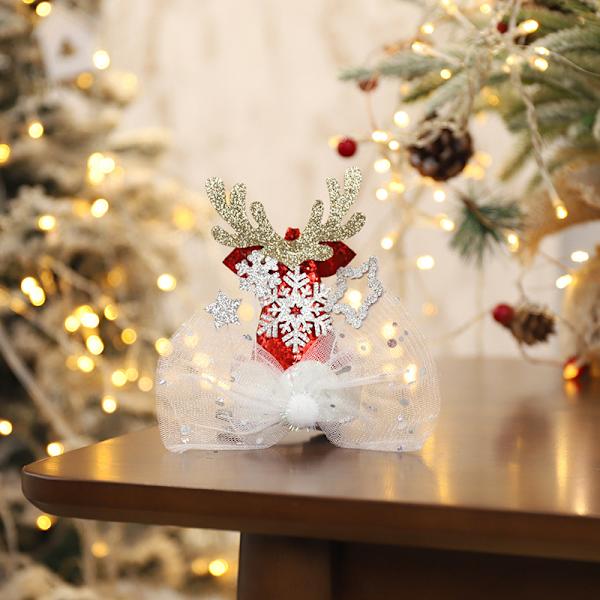 8 stk. julehårklemmer søde hjorteører pandebånd udklædning hårtilbehør julehat perle hårklemme ca. 11,4*7,5 cm