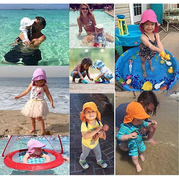 Baby Kid Solhat UV50+ Beskyttelse Sommer Fiske Strandhatte Foldbar Strandkasket med Justerbar Hagestrop Hurtigtørrende Udendørs Kasket 2-5 År (Krabbe)