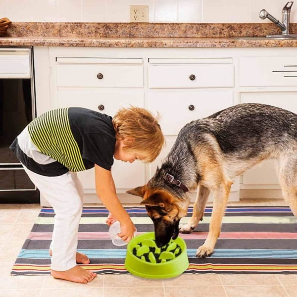 Skridsikker Gummi Hund/Kat/Sænke Foderhastigheden Foderskål, Madskål, Kæledyrsskål, Hundeskål, Foderskål, Anti-Spray (Grøn)