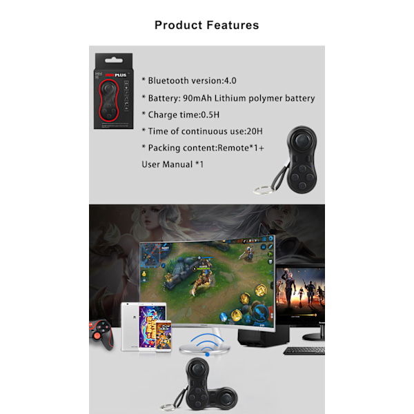 Bærbar Mini Bluetooth Controller Kompatibel VR Controller PC Gamepad Joystick Fjernbetjening Gamepad til Android/iOS/PC