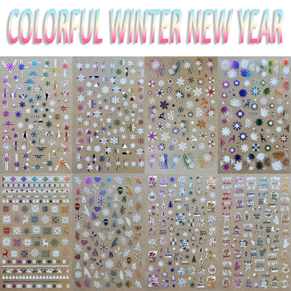 Christmas Nail Art Stickers 16 Sheets Dekaler Självhäftande DIY Nageldekaler 3D Design Nageldekorationer för julfest Kvinnor Flickor