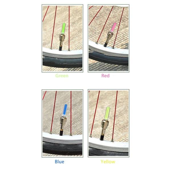 4 stk. Cykellygter Bevægelsessensor LED Vej Mountainbike Lygter Ventilhætter Hjul Eger LED-lys Cykeltilbehør Neonblink