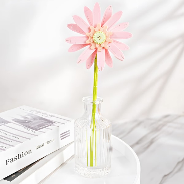 Flower Building Block Kit, Creative DIY Flowers Botanical Collection Byggstensleksak för vuxna Jul Alla hjärtans heminredningskontor Barberton daisy (Pink)