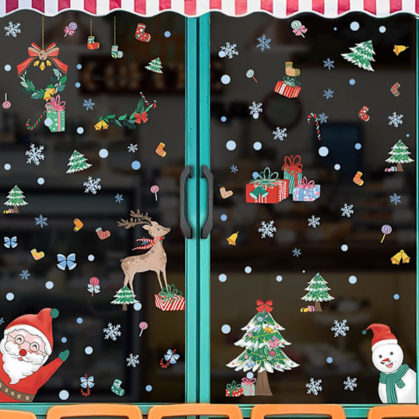 Christmas Window Clings Stickers for Glass - Juldekaler Semesterdekorationer Santa Rendekaler för pojkar och flickor Barnfest