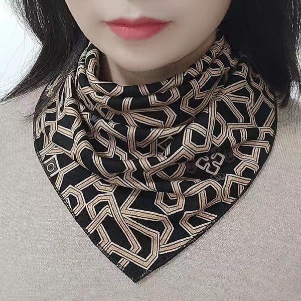 2 halsskydd för kvinnor på vintern Pärlemorskimrande bomull mångsidig varm triangelscarf mode falsk krage scarf (svart mönster)