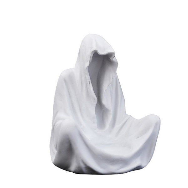 Ghost Wizard Ljusstake，Kreativa gåvor，Kreativa prydnadsföremål，Halloween Spooky Party Atmosfär Dekoration vit