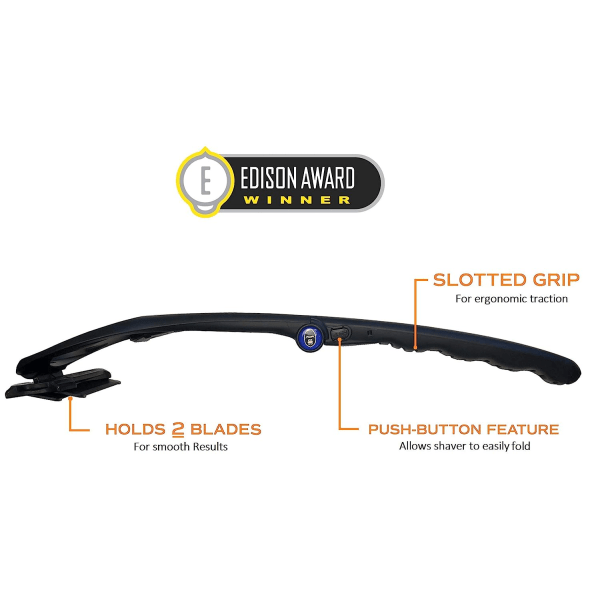 2.0 PLUS - Ryggbarberer for menn (DIY), Ergonomisk håndtak, Barber vått eller tørt (Ekstra blader inkludert)