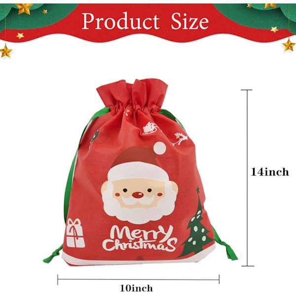 Packa julklappspåsar Söt julklappspåse med dragsko Festlig återanvändbar present Godispåse för festfavoriter 10 x 14 tum