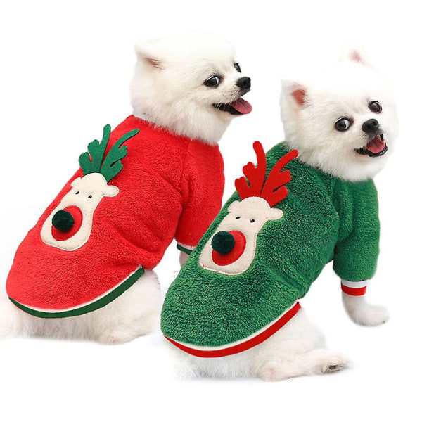 2 söta franska bulldogg-julklänningar för jul, jul, nalle, höst och vinterkläder Baobao(XXL)