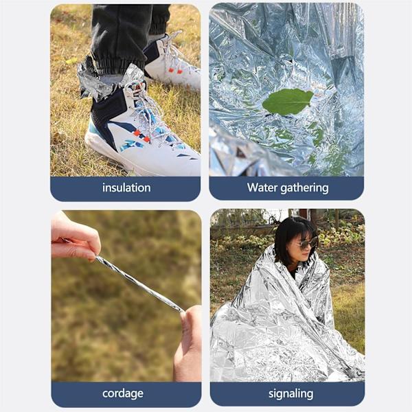 Termiska nödfiltar-rymdfilt-överlevnadskit-campingfilt (4-pack)perfekt för utomhusbruk,vandring,överlevnad,maratonlopp i buggoutväska