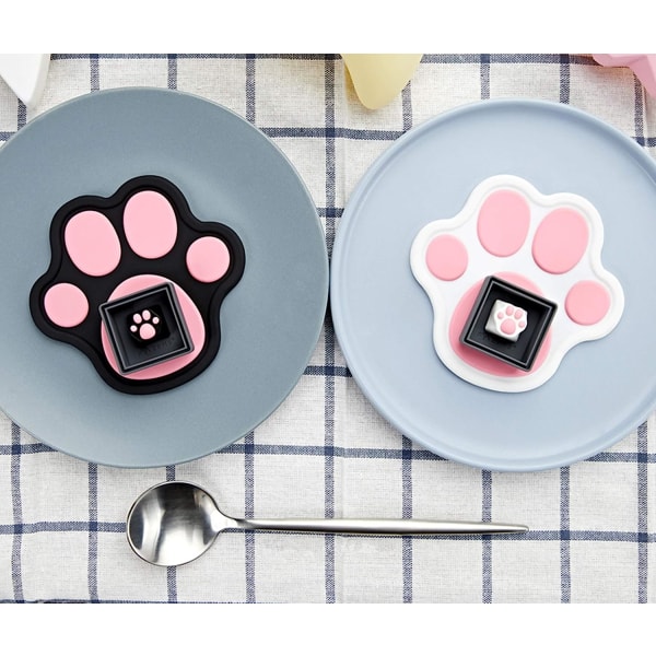 Cat Paw Cup-matta, silikongummiunderlägg, 3D Cat Paw Cup-matta för kaffemugg/tekopp/mjölkkopp/glas (2st-svart&rosa)