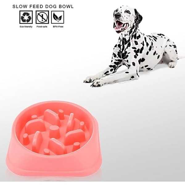 Slow Feeding Dog Slow Feeder Bowl Anti-halkdesign Rolig interaktiv matning av hundar (rosa)