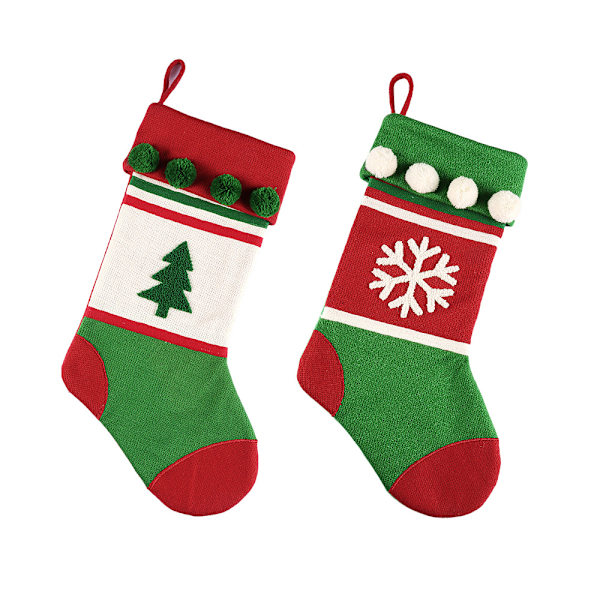 2 Styck Julstrumpor Julgran Snöstrumpor Presentpåse Juldekorationer Godispåse
