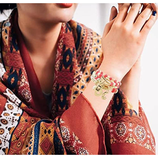 Boho Armbånd til Kvinder Multilayer Stabelbare Glitrende Krystal Perlearmbånd Sæt til Teenagepiger Perlearmbånd Smykkesæt