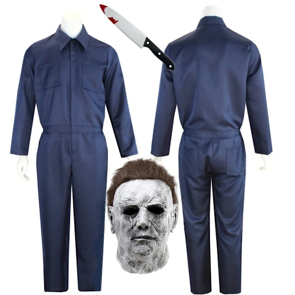Voksen Michael Myers Fotorekvisitter Standardkostymer Skummel Blodig Morder Karneval Kostyme For Menn XL