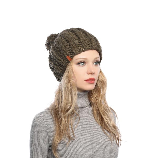 Ren färg stickad cap barn vinter set cap fortfarande varm cap (grön)