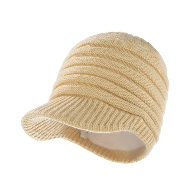 Lasten neulottu pipo litteällä lipalla, yksivärinen, vauvan pään ympärille neulottu pipo (khaki)