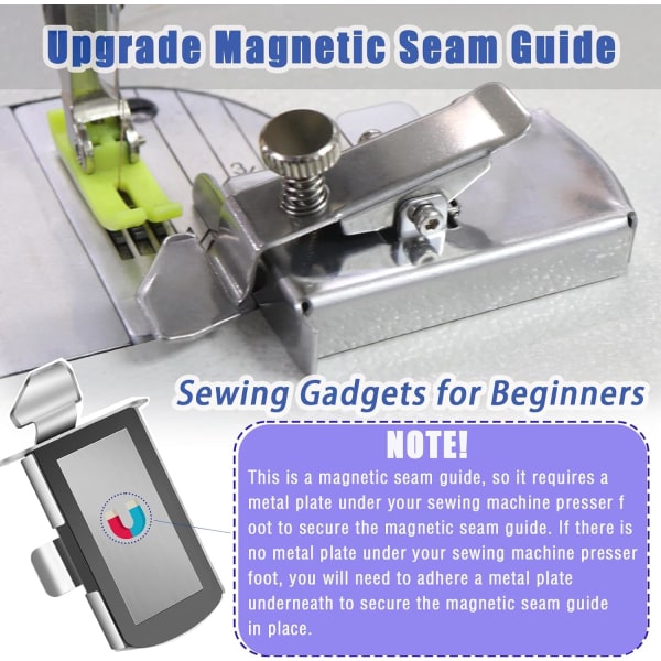 2024 NY Upgraded Magnetic Seam Guide for Sewing Machine, Hemmer Guide, Multifunctional Hem Guide, Universal Sewing Machine Attachments