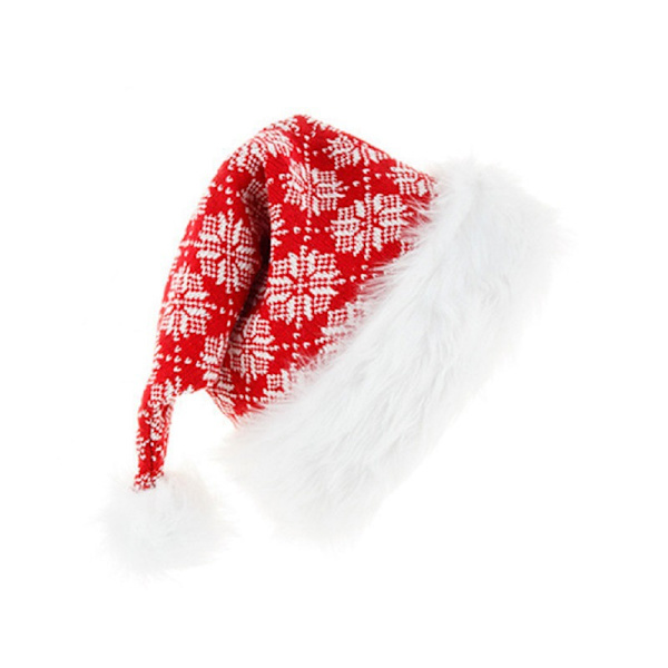 Bonnet de Noël Tricoté, Chapeau de Noël en Peluche Douce, Chapeau de Père Noël en Peluche, Chapeau de Père Noël Unisexe