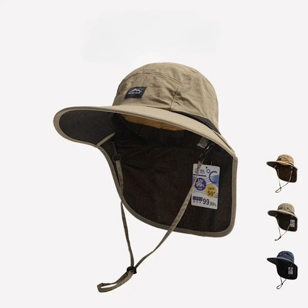 Unisex sommar Wide Brim Vattentät och snabbtorkande Panama Caps Outdoor Visor Bucket Hats Mesh Andningsbar solhatt med nackflik green