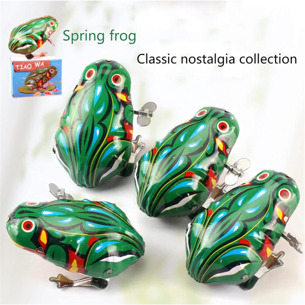 4st Metall Mekanisk Spring Frog Toy Funny Jumping Frog Toy Klassisk tenn Wind Up Grodor Hoppleksaker Party Favor Tog Present (groda, 4ST)