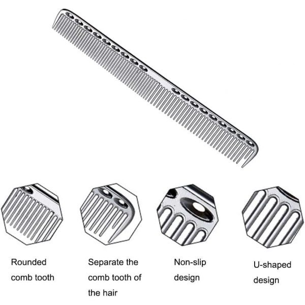 2-pack antistatiska hårkammar i rostfritt stål för frisörfrisörer (silver)