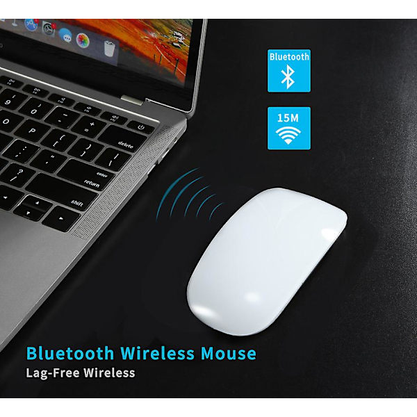 Uppladdningsbar Bluetooth -mus Ultratunn bärbar mus för Mac-dator (vit)