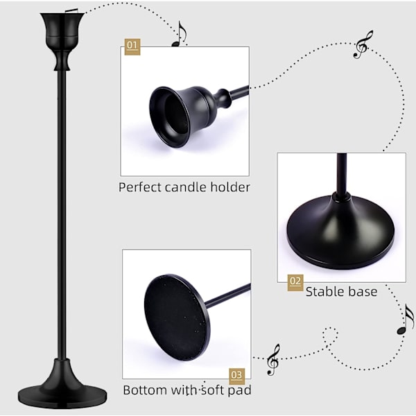 3-delad ljusstake, ljusstake, konisk ljusstake, retromodern dekoration, ljusstake, lång ljusstake, öppen spis, festrestaurang