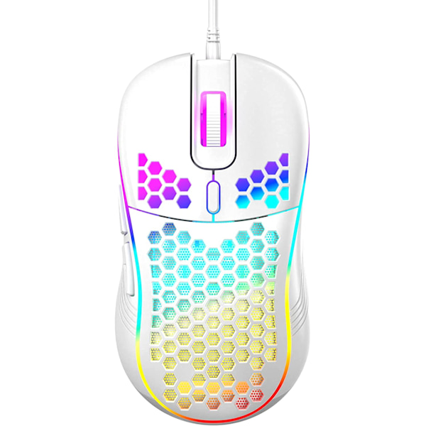 Honeycomb Kablet Gaming Mus, RGB Baggrundsbelysning og 7200 Justerbar DPI, Ergonomisk og Let USB Computermus med Høj Præcision Sensor til Windo