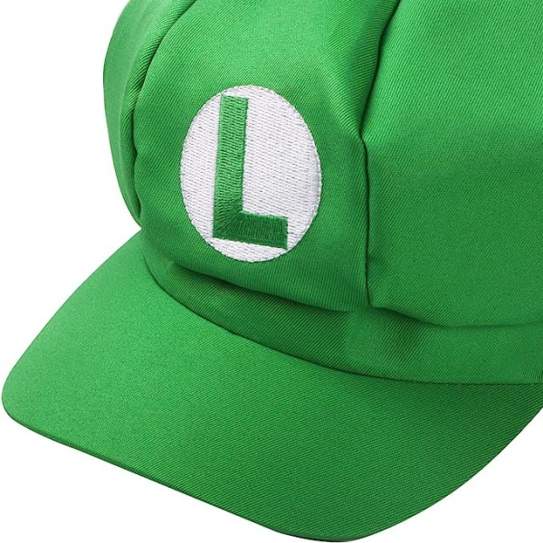 Set med 2 Super Mario-hattar - Mario och Luigi-kepsar Röda och gröna videospelkaraktärer Retro speltemahattar