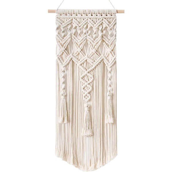 Macrame Vägghängande Boho Home Chic Bohemian Geometrisk Woven Art Boho Juldekor för härlig lägenhet Sovrumsdekoration (13" x 28")