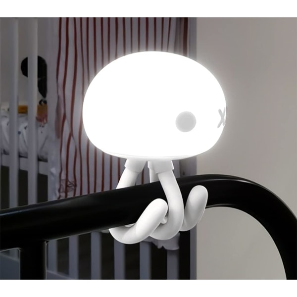 Nattlampa för barn │ Uppladdningsbar LED-nattlampa för baby │ Dimbar Baby Touch-kontrolllampa med laddning 1800mAh │ Härlig manetform (Vit + I