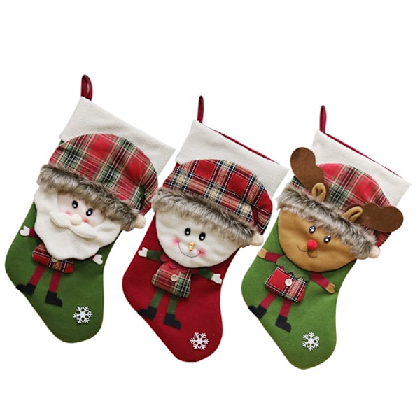 3 stk. julesokk gaveposer gaveposer julepynt juleutstyr Julenissen juletre anheng